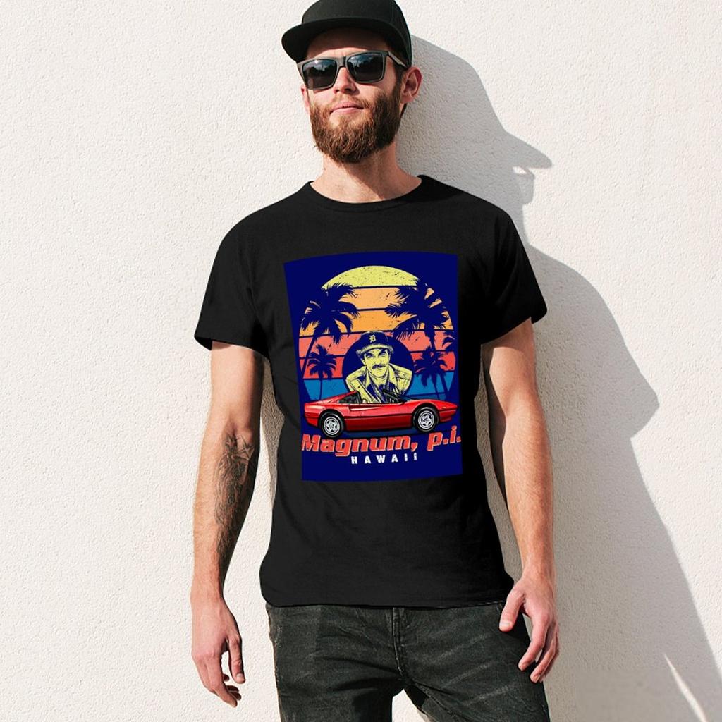 Magnum PI Retro T-Shirt Graphics Customs Designer T Shirt Men