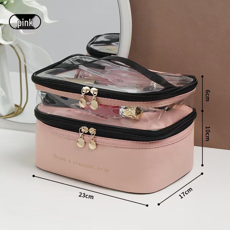PVC Transparent Minimalist Toiletry Bag - Waterproof, Wet/Dry Separation, Large Capacity