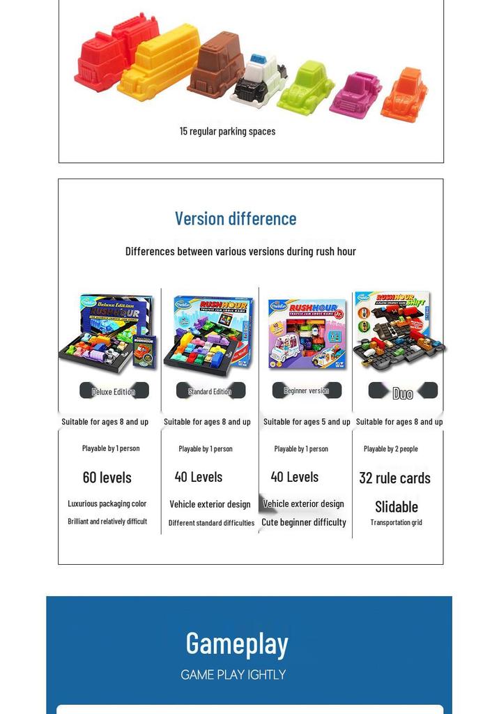 ThinkFun Rush Hour Junior Deluxe Edition: Beginner Spatial Thinking & Planning Toy