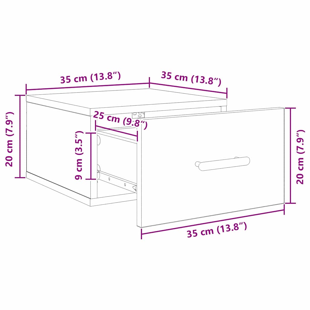 Nightstand 2 pcs Black Oak Effect 35 x 35 x 20 cm