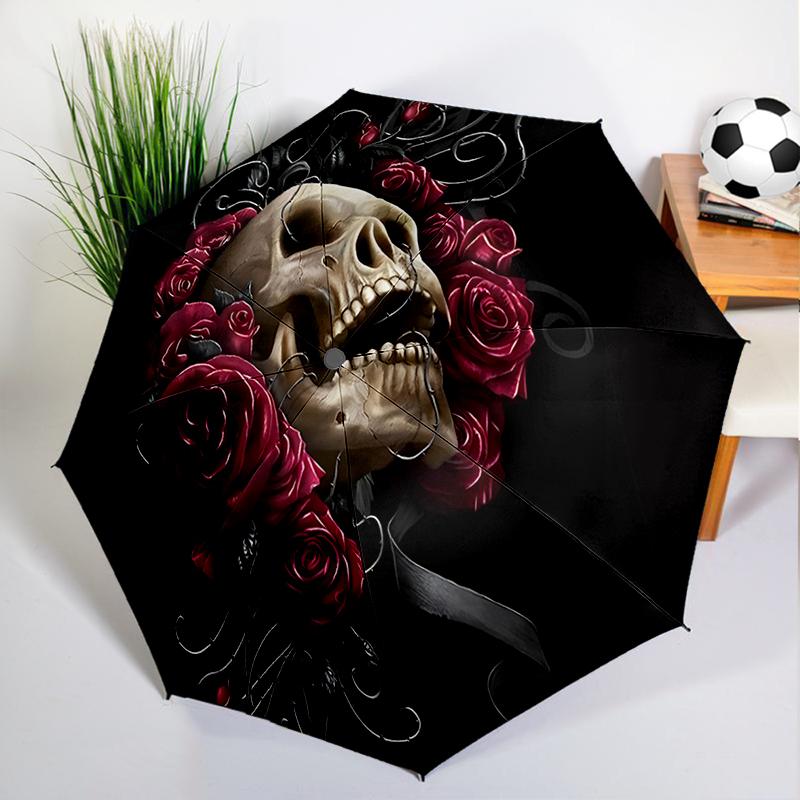 

Fantasy Skull Rose Umbrella Automatic Open/close, Sturdy Iron Frame & 8-Rib Struct, Umbrella for Women & Men, Christmas Gifts