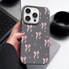 Pink Bow Pattern Leather Texture TPU Case For iPhone 16E 16 15 14 13 Pro Max 12 15 Pro 11 Shockproof Soft Silicone Phone Cover