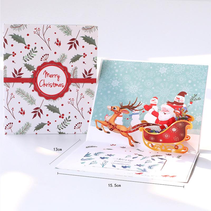 3D Christmas Deer Postcard - Creative Handmade Greeting Card