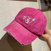 Cotton Embroidered Sun Hat Sunscreen Washed Cotton Peaked Hat Love Heart Baseball Cap  Girls