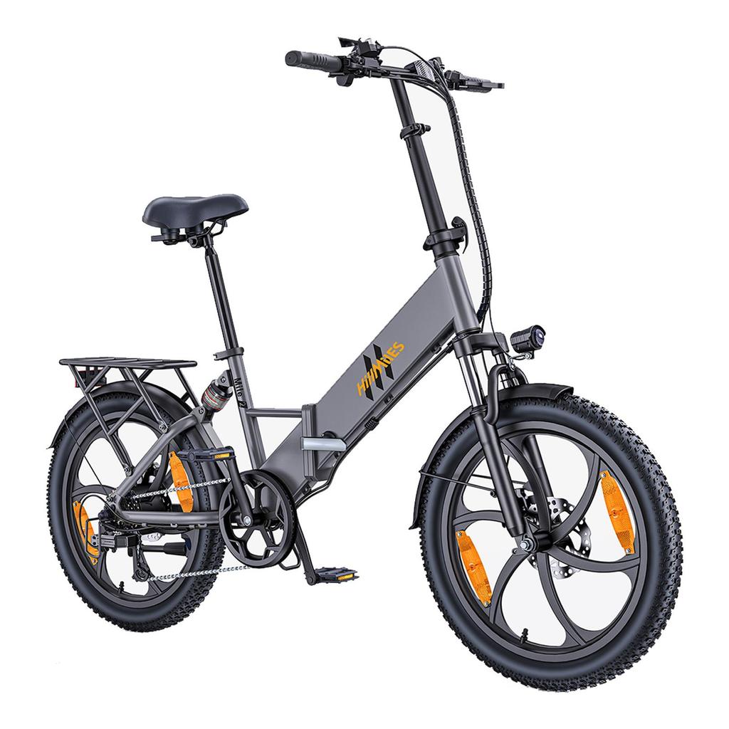 HillMiles Mile 2 City Commuter E-Bike 350W 36V13Ah, Up to 25km/h, Oil Disc Brakes, Full Suspension, 20" Fat Snow Tire Pedelec