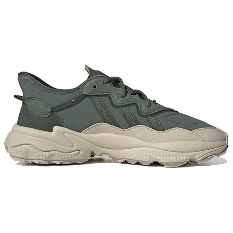 Adidas Originals Ozweego Leather Comfortable Trendy Sports Slip-Resistant Durable Low-Top Lifestyle Casual Shoes Unisex Casual Shoes Green Gray FZ5631