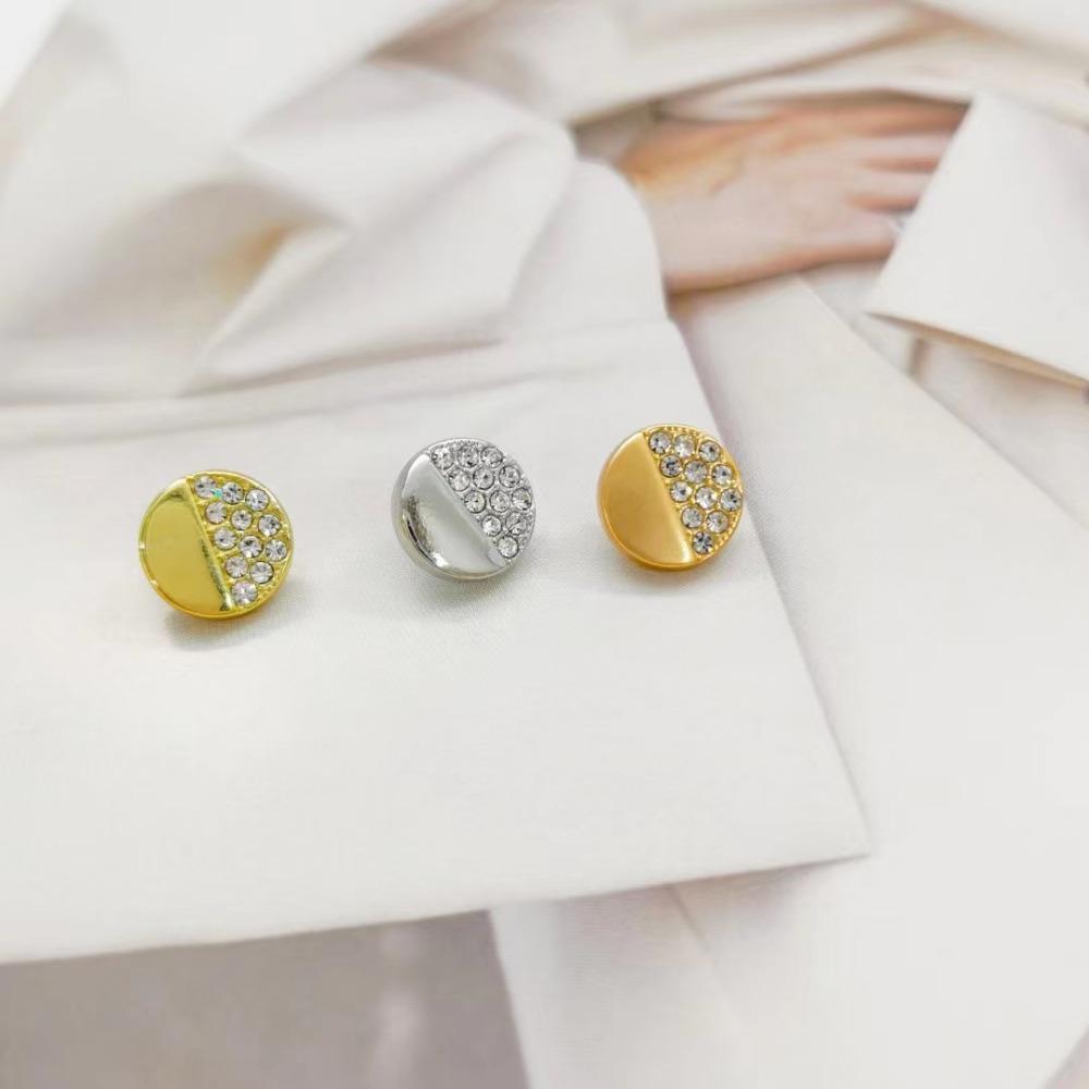 10pcs Fashionable Buttons 11mm Creative Asymmetrical Design Rhinestone Metal Shank Buttons Clothes Accessories