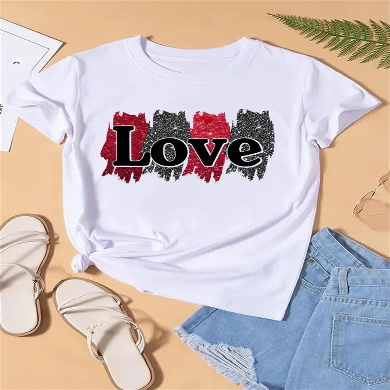 

Clothes Lady Top Short Sleeve Clothing Fashion Print Letter Striped Style Cute Women O-neck Female Shirt Tee Graphic T-shirt XXXXXL білий
