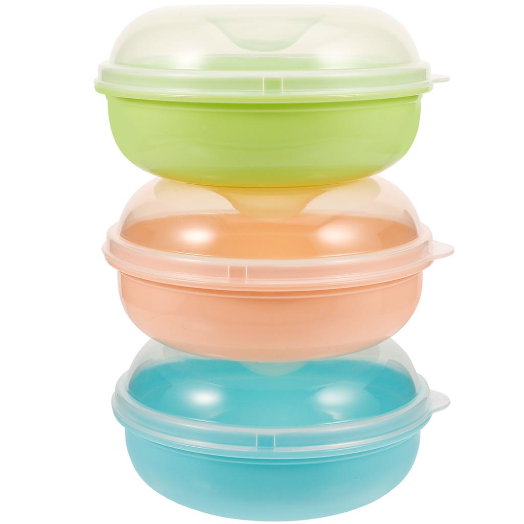 3 Pcs Bread Box Storage Cake Stand with Lid Cupcake Holder 1250X1250X650CM Pp Bagels Plain Boxes Keeper Container Airtight