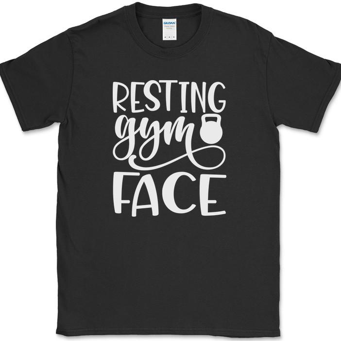 

Resting Gym Face T-Shirt Funny Gym Fitness Workout Lifting Tee XL