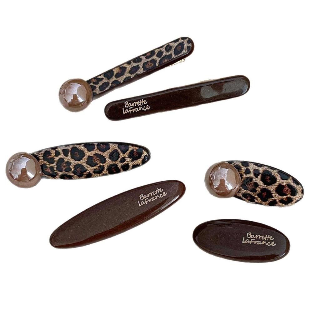 Lazy Leopard Print Round Bead Hair Clip for Women