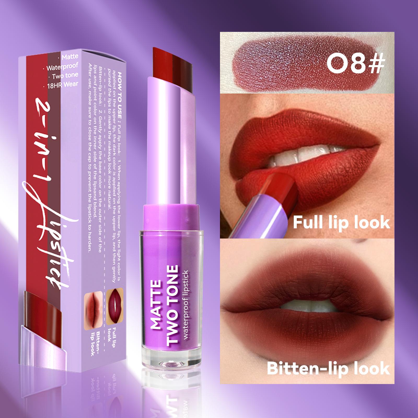 

Водостойкая двухцветная матовая помада, легко наносится, кремовая, легкая текстура, цвет 2 в 1, стойкий антипригарный блеск для губ, чашка