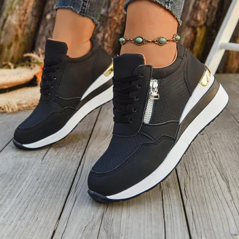 2025 Women Shoes Fashion Wedge Platform Sneakers Four Seasons Casual Shoe Lace-Up Wedge Heel Vulcanized Shoes Women Tenis Shoes