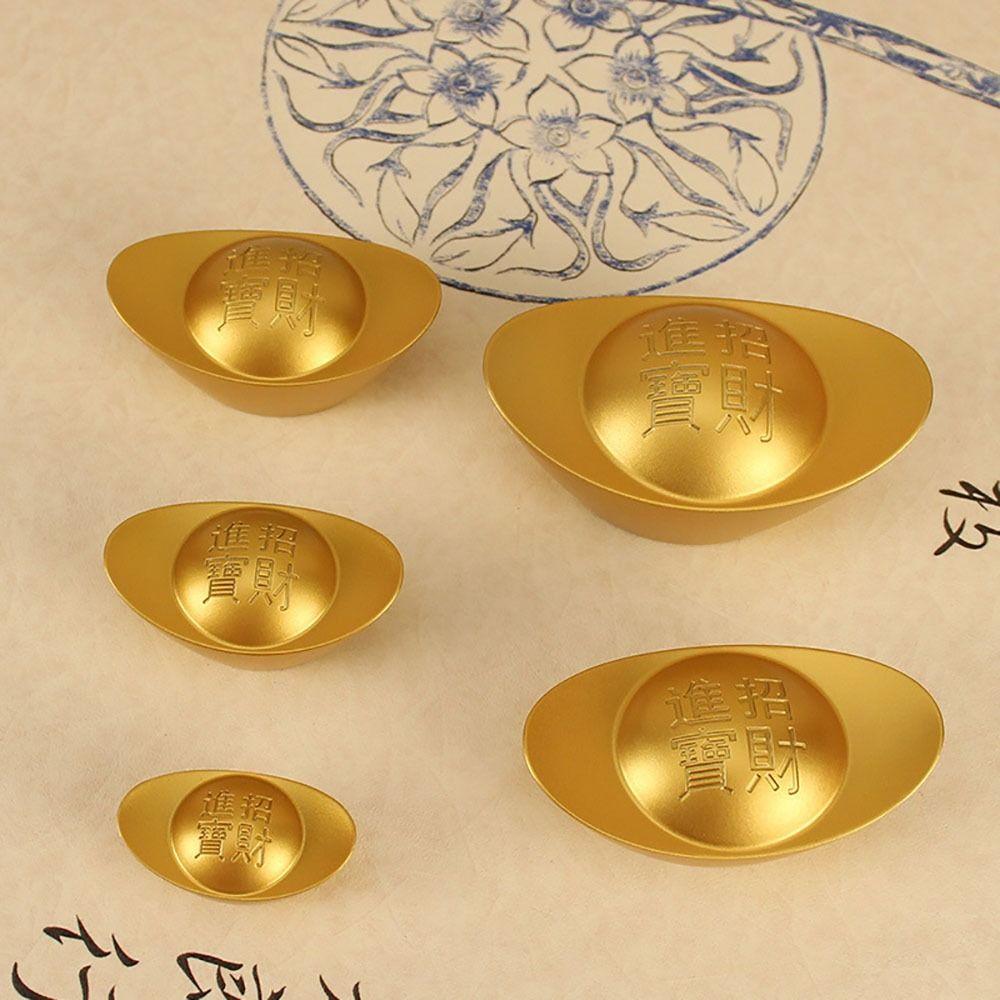 1Pcs Retro Brass Ingot Chinese Style Gold Yuanbao Feng Shui Ornament  Desktop Decoration Craft Prop