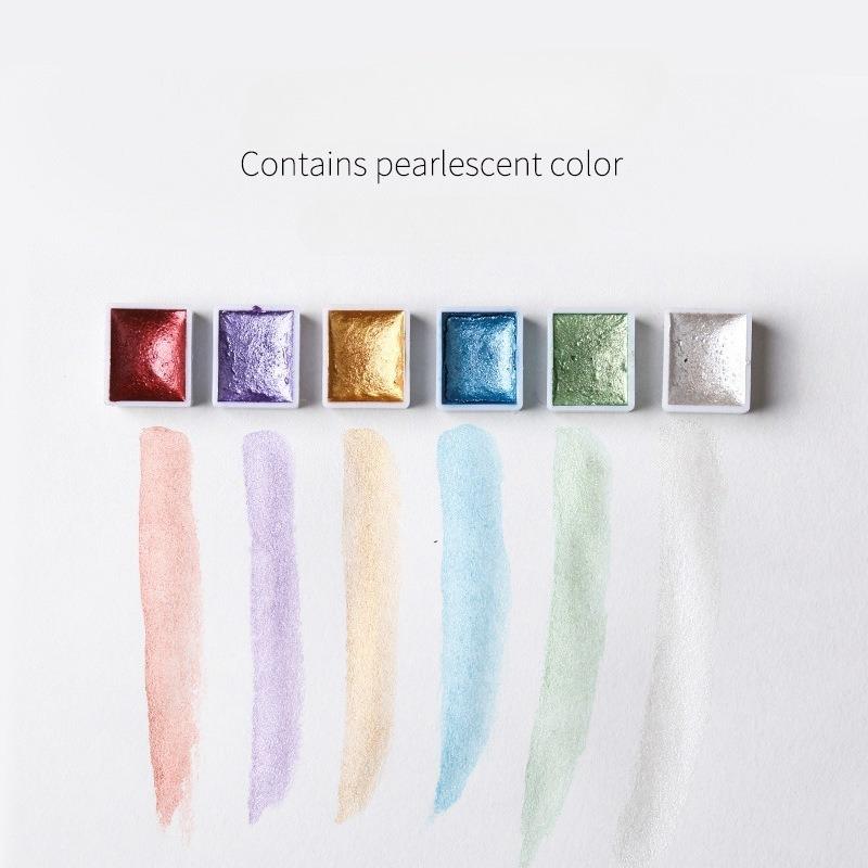 24/36/48-color Watercolor Pigment Set Art Student Portable Pearlescent Water Powder Pigment