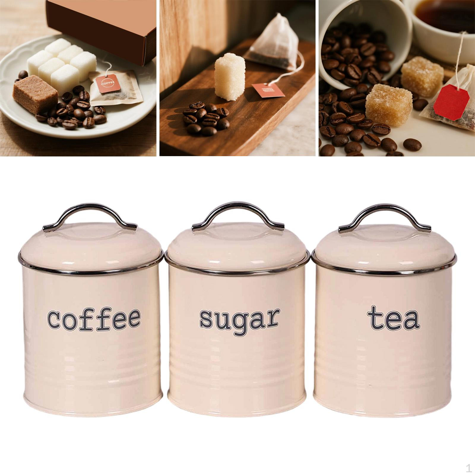 

3Pcs Food Storage Containers Iron Jars Cabinet Bottles Organizers Kitchen Canisters for Home Style C