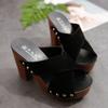Spring Fish Mouth Cross Strap High Heel Thick Bottom Waterproof Platform Roman Ladies Sandals