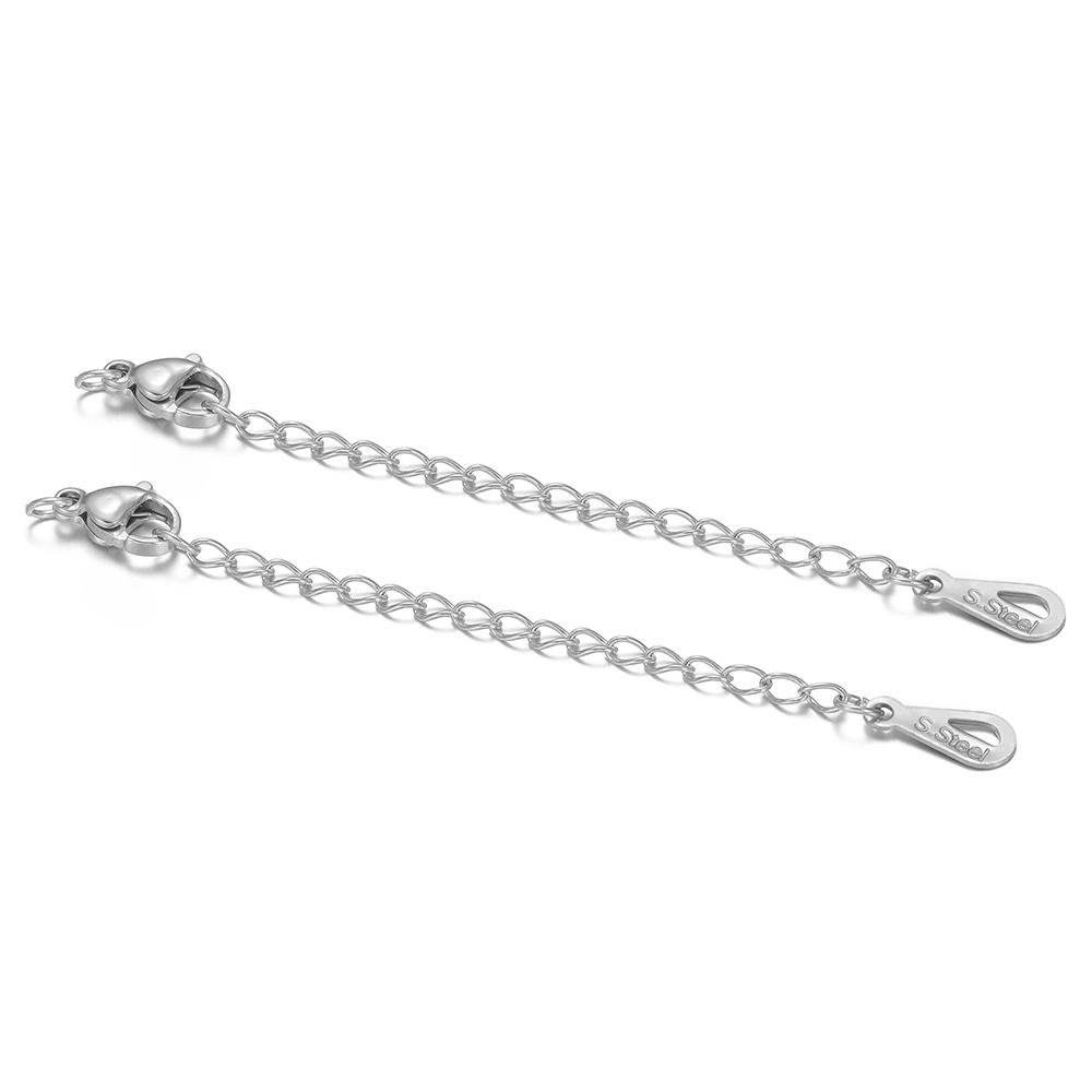 10pcs Gold Color Stainless Steel Extension Tail Chains Lobster Clasps Connector DIY Bracelets Making Necklaces Components