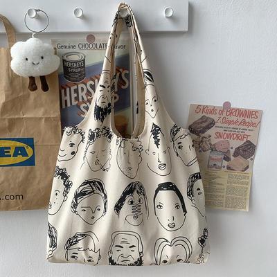 Designerväska i canvas med litterär illustration - Stor kapacitet, konstinspirerad, sommarstil för kvinnliga studenter