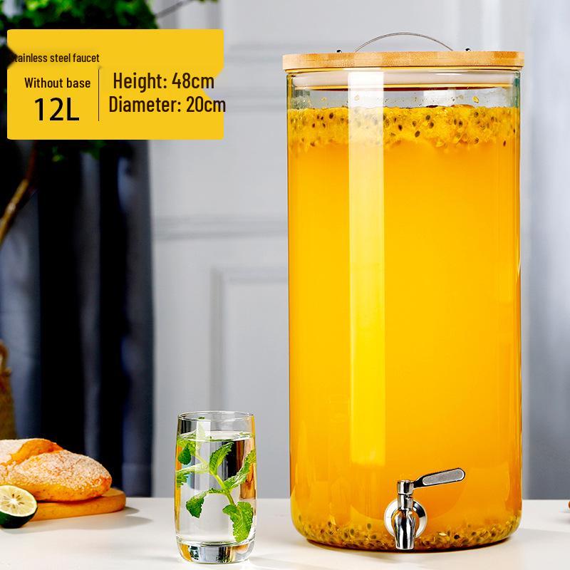 Large Capacity Glass Beverage Dispenser with Faucet for Cold Drinks and Fruit Tea