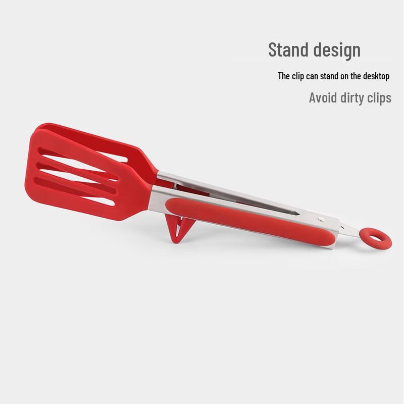 Silicone Stainless Steel Slotted Food Tongs