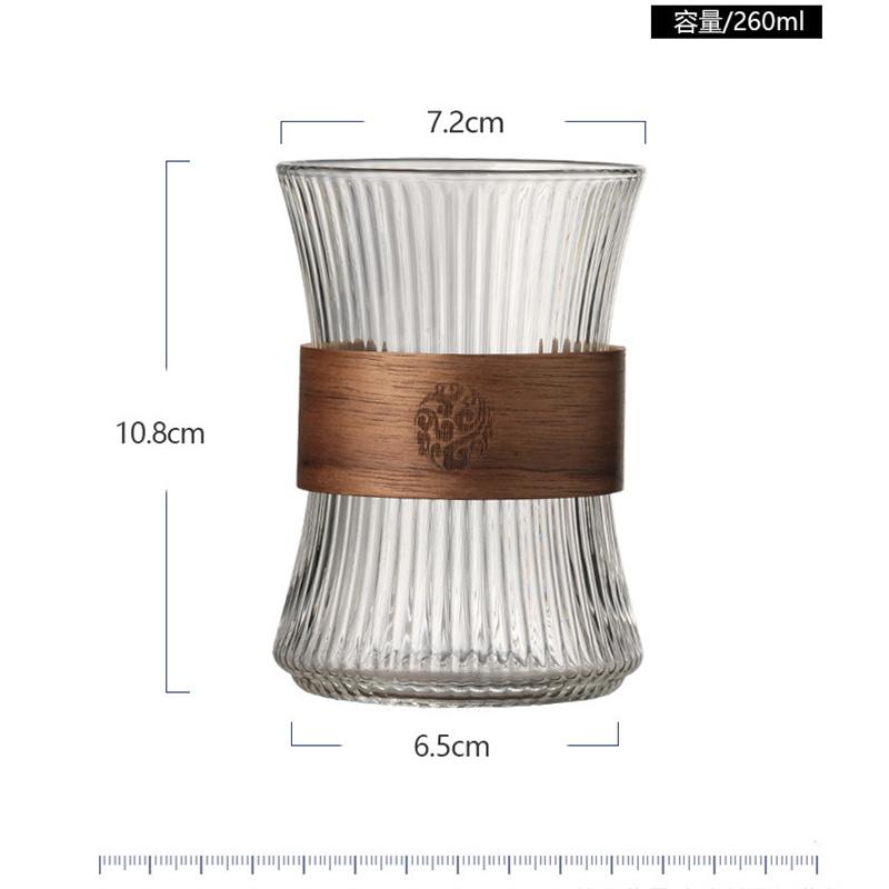 260ml Vertical Stripe Heat-resistant Glass Coffee Mug Walnut Cup Sleeve Glass Cup Coffeeware Beautiful Tea Mugs 1pcs чистый