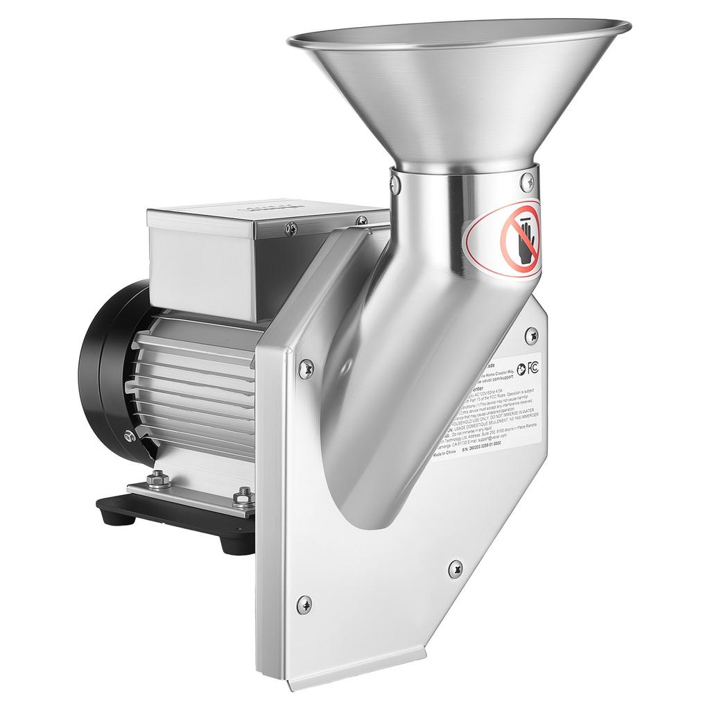 550W Electric Fruit Apple Crusher, SUS304 Desktop Crushing Machine, Grinds Whole Apples Up to 70mm Dia, 60 KG/H Capacity, Cider Press for Apples,