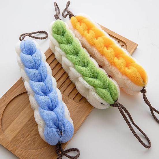 Bath Mesh 2 In 1 Shower Loofah Sponge Soft Exfoliating Bar Back Cleaning Tough Shower Mesh Bath Accessory
