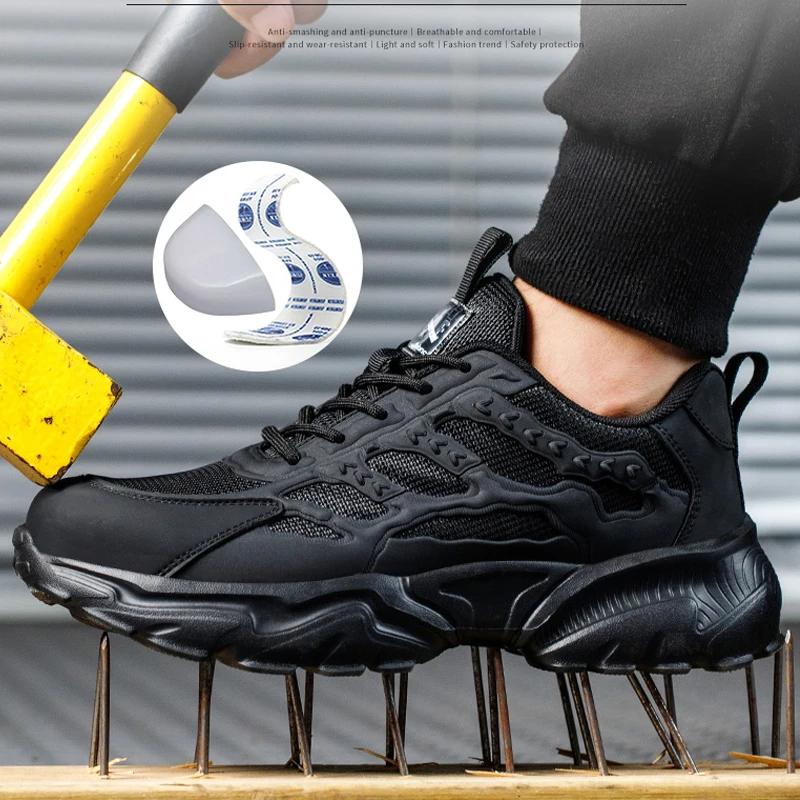 Pantofi de siguranță albi pentru bărbați Cizme cu vârful de oțel Pantofi de muncă anti-smash Anti-punctură Pantofi indestructibili Sport bărbați pantofi de protecție