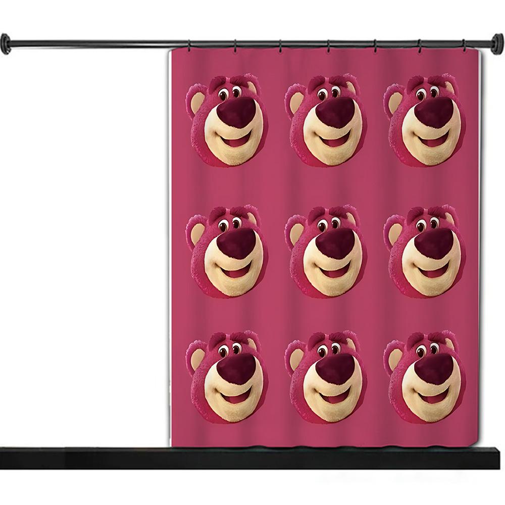 Shower Cute Pink Lotso Curtain Waterproof Polyester Fabric Paint Colorful Bath Curtains Home Bathroom Decor With Hook