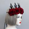 Party Costumes Women Crown Tiara Gothic Style Halloween Headpiece Red Rose Headband  Masquerade