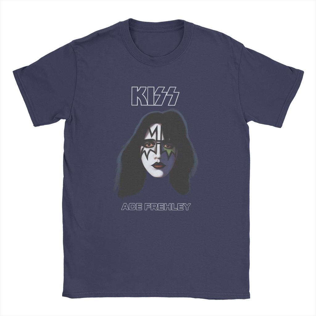 Vintage Ace Frehley Spaceman Kiss Band T-Shirt Men Crewneck 100% Cotton T Shirt Short Sleeve Tee Shirt Plus Size Clothing