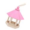 Wooden Bird Feeder Handmaking Outdoor Hanging Parrots Birdhouse Feeder with RoofPink