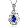 Temperament Drop -Shaped Imitation Sapphire Zircon Pendant Necklaces For Women Fashion Hollow Out Classical Jewelry Gifts