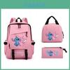 Stitch Backpack Lunch Bag And Pen Case Set For Kids School Use