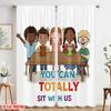 2pcs 2D flat printing Curtain Inclusion Kindness Friends Together Polyester Fabric Without Electricity 0 Use for Indoor