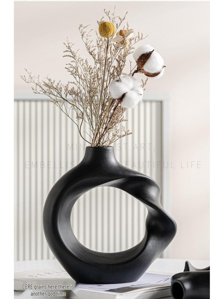 Elegant Ceramic Twisted Flower Vase - Home Decoration Creative Round Pottery Luxury Holder