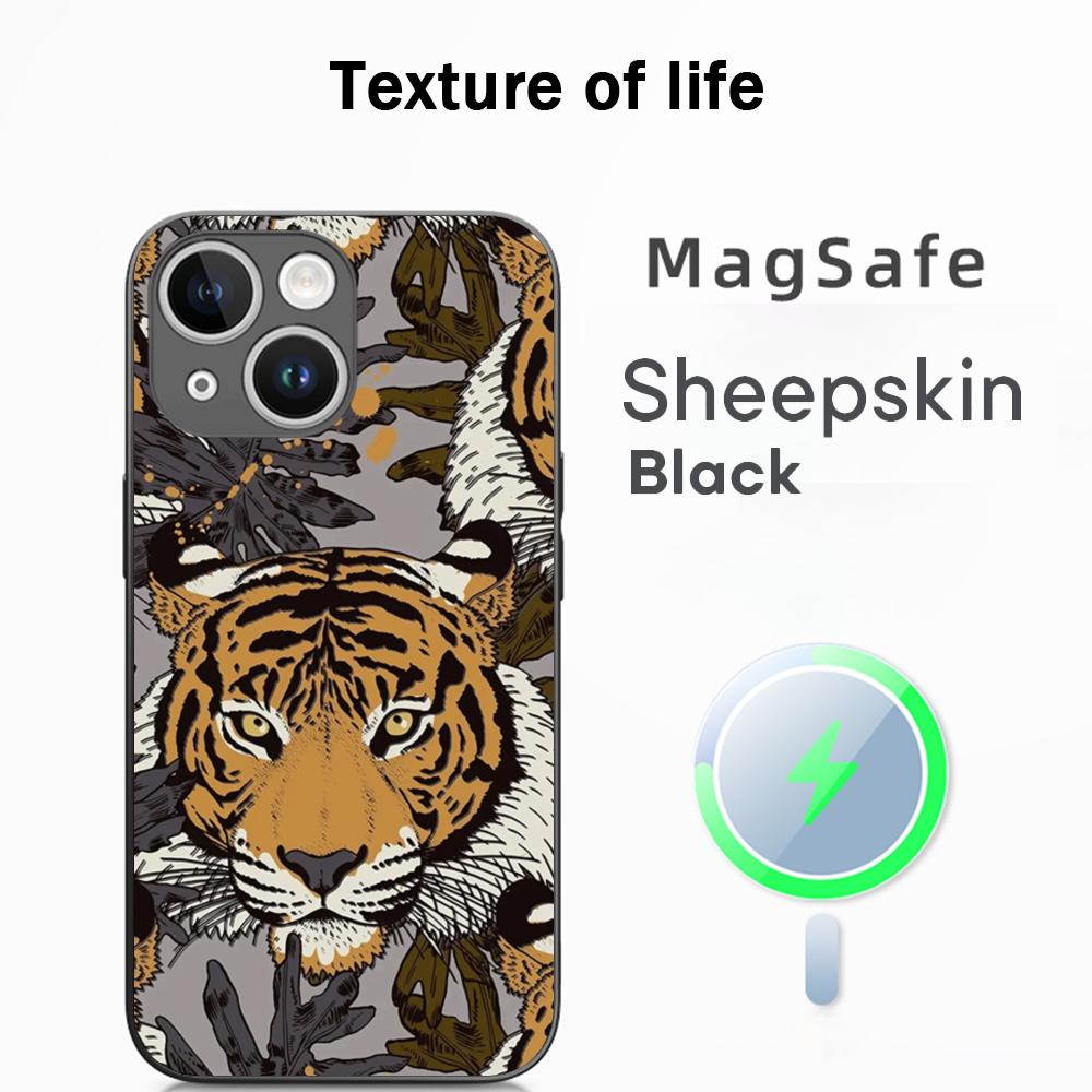 

Japan art Tiger fashion pattern design Phone Case For iPhone 17 16 15 14 13 12 Plus Pro Max High-end Luxury Magsafe Sheepskin iPhone 17 Pro
