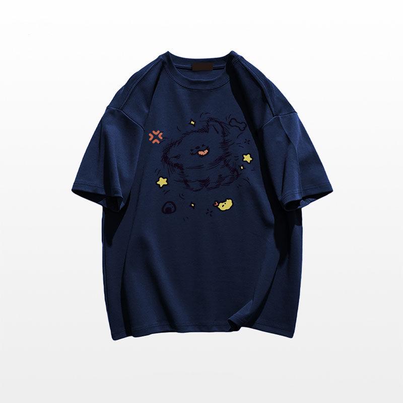 Women's Plus Size Cartoon Puppy Cotton Half-Sleeve T-Shirt