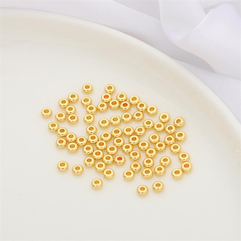 14K Gold-Plated Silver Tone Beads: Thick Spacer & Flat Loose Beads for DIY Jewelry and Bracelets