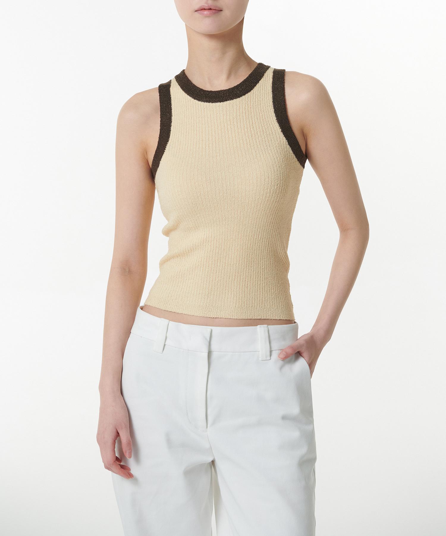 Musinsa Standard Woman Women S Mini Boucle Ringer Knit Sleeveless Top [Cream] Cream/M