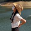 Wide Brim Sunscreen Straw Hat Solid Color Fisherman Hat Retro Western Cowboy Hat  Girl