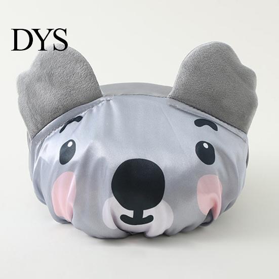 Women Bath Hat Hair Cartoon Design Waterproof Double Layer Elastic Band Ladies Protection Nerdy Koala Cute Kids Bathing Home Supply
