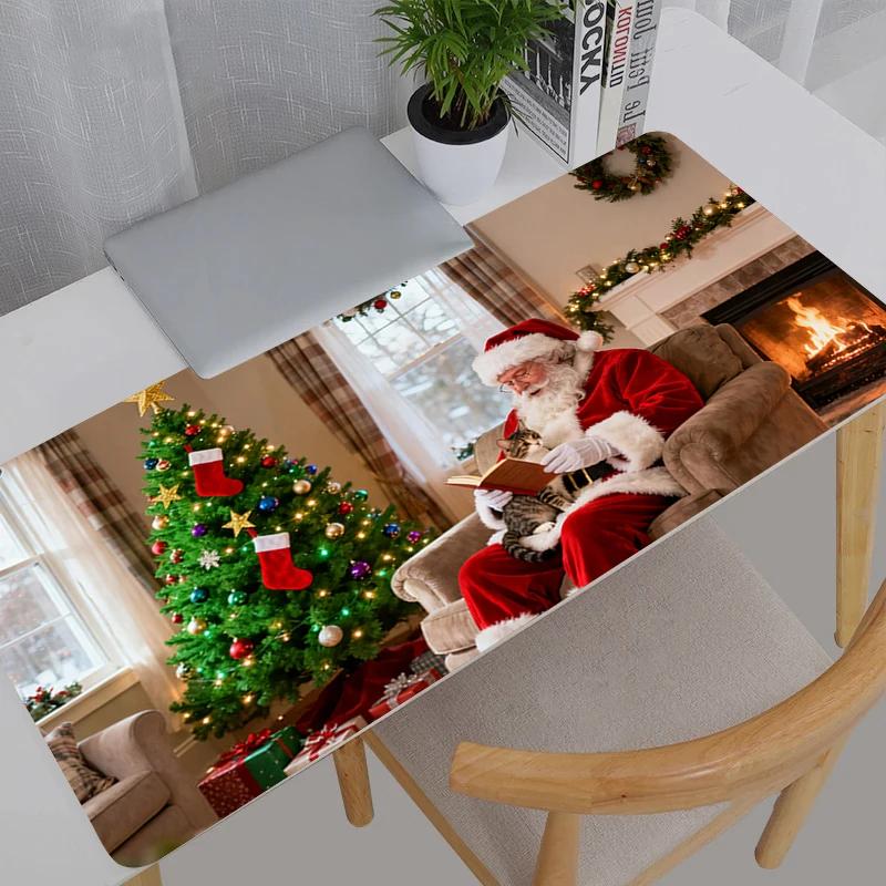 Merry Christmas Mouse Pad Lockedge Large Gaming Accessories Computer Gamer Keyboard Mouse Mat Desk Mousepad For Christmas Gifts