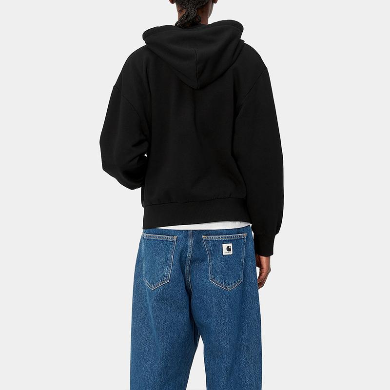 Carhartt WIP Fw24 Womens Hooded Casey Jacket Adjustable Hood Kangaroo Pocket Long Sleeve Jacket Women Jackets Black I032642-0M4-XX