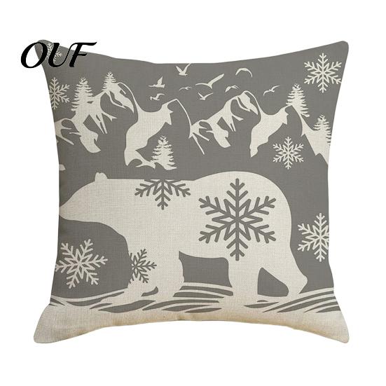 Clear Print Double Sided Cases Christmas Snowflake Cushion Cover, Holiday Throw Pillow Case, 18x18 Red And White Elk Cover Inch Decorative for