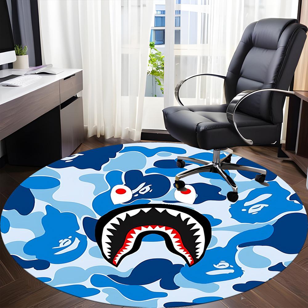 

1 шт. Круглий килим Bape для офісу, нековзкий, м який та міцний офісний килим для декору інтер єру, ідеально підходить для офісу, красива прикраса 150cm