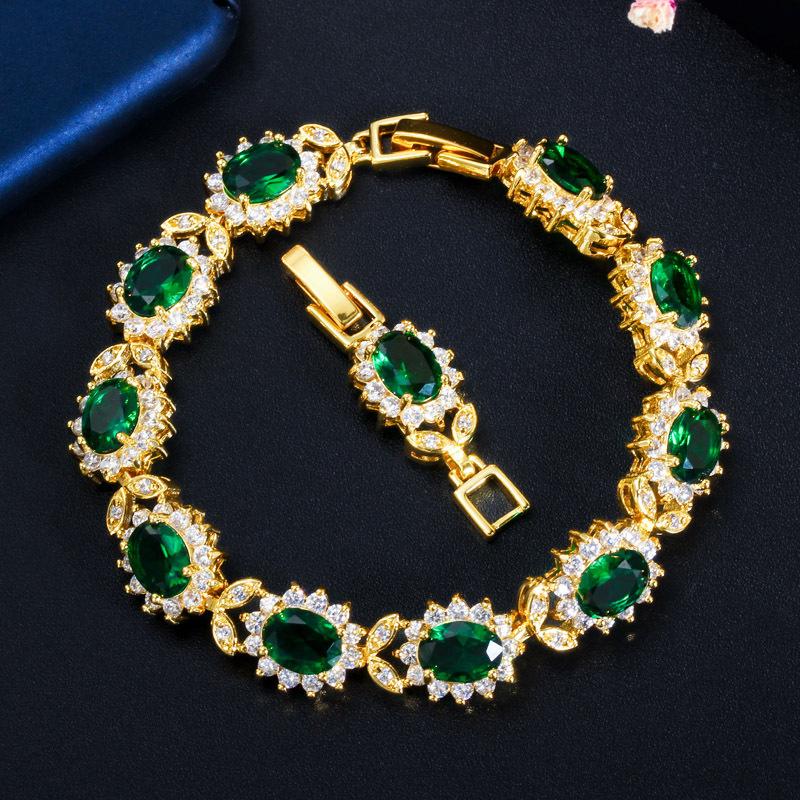 S0165 Hand Jewelry Super Flash Zircon Flower Bracelet Real Gold Plating