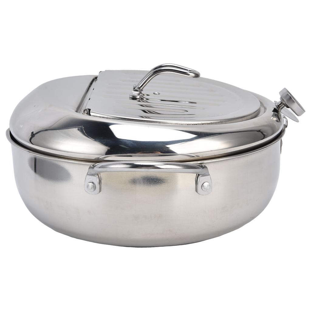 Ανοξείδωτο Ατσάλι 304 Τηγανιέρα Ελεγχόμενης Θερμοκρασίας Φριτέζα Μαγειρέματος με Θερμόμετρο για Κουζίνα