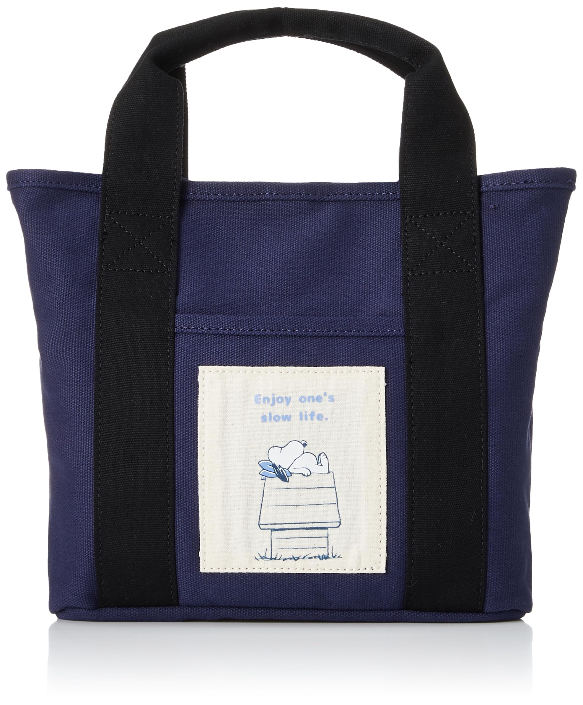 

Snoopy Mini Tote Canvas with Wide Simple Mini Navy Bag, Dividers, Gusset, Bag/Lunch Bag, 0131, Women s, (SPC-1173)